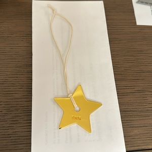 DIOR star ornament, gift decoration, gold with DIOR engraved, 2”x2”